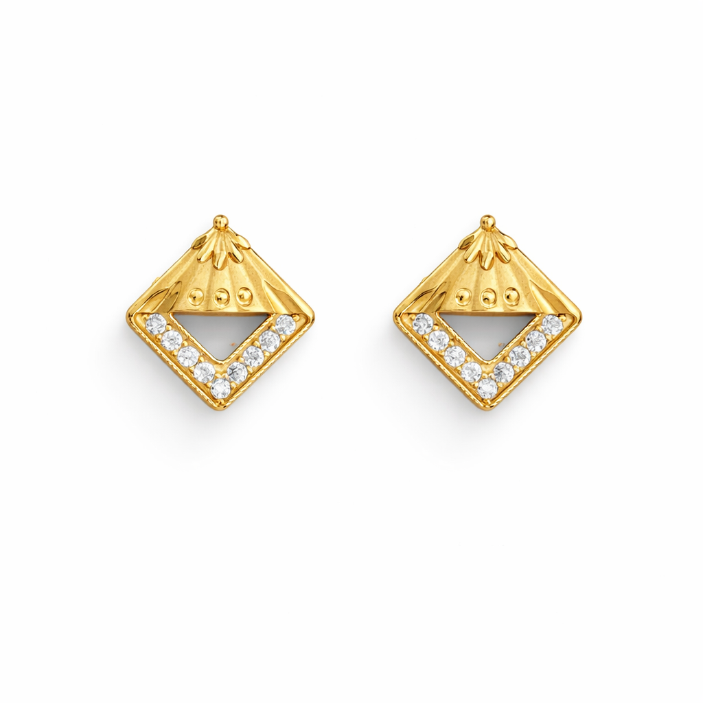 Modern Triangle Gold Stud Earrings