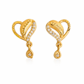 Gold Heart Drop Earrings