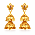 Gold Floral Double Jhumka Earrings