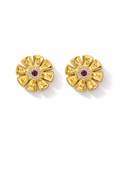 Floral Ruby Stone Stud Earrings