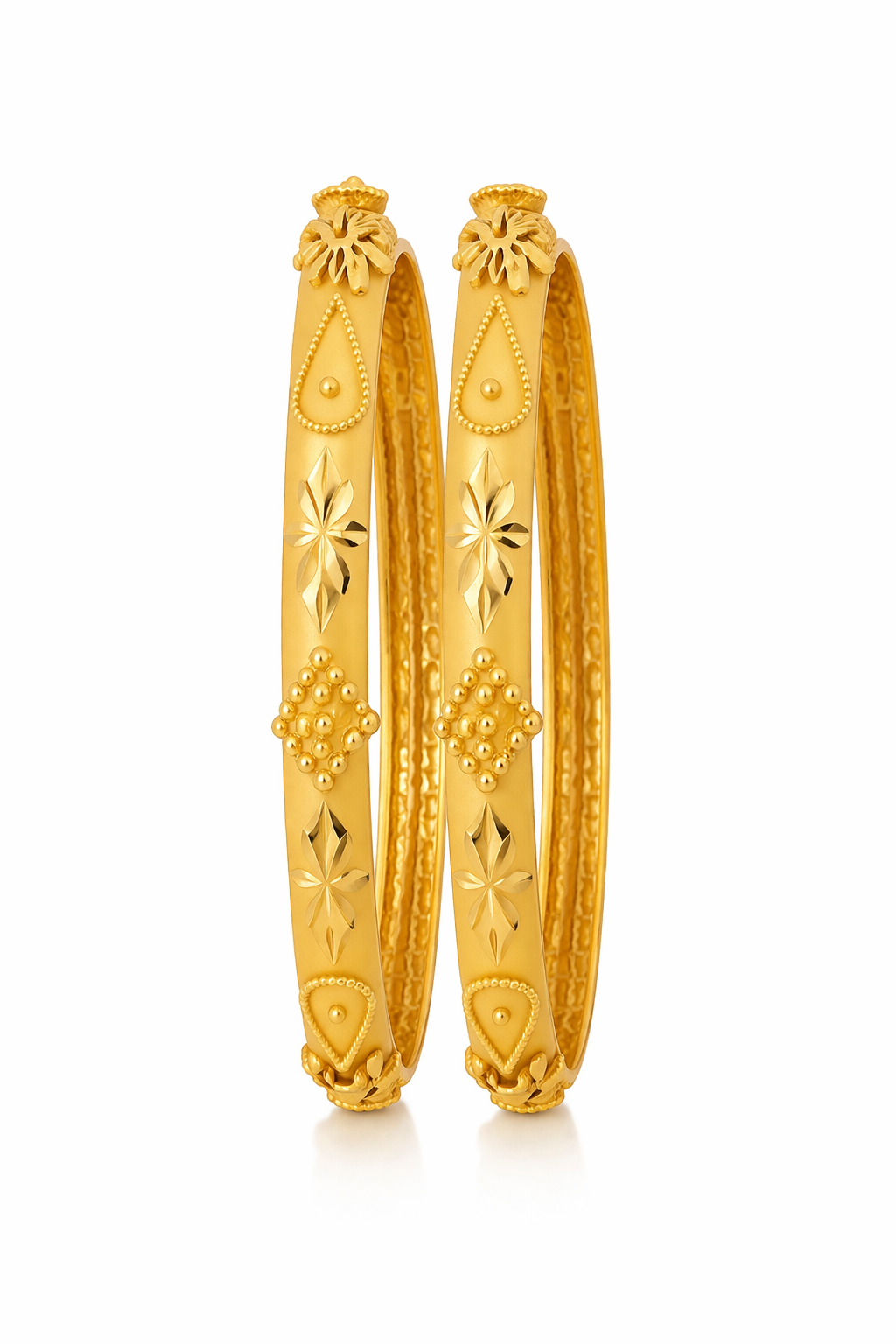 Elegant Floral Matte Gold Bangles