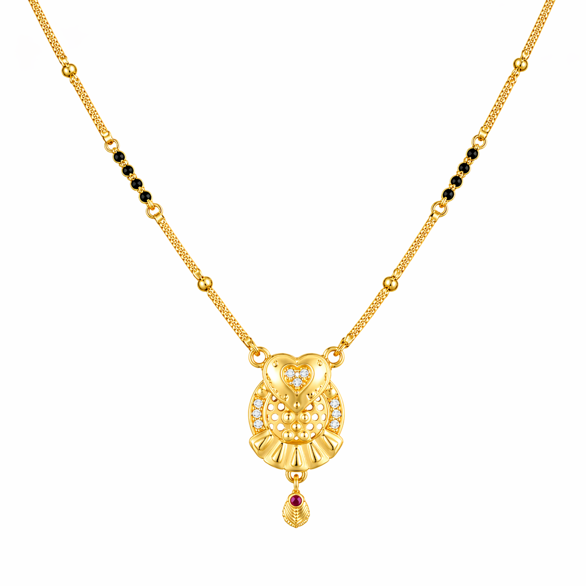 Heart Owl Charm Mangalsutra
