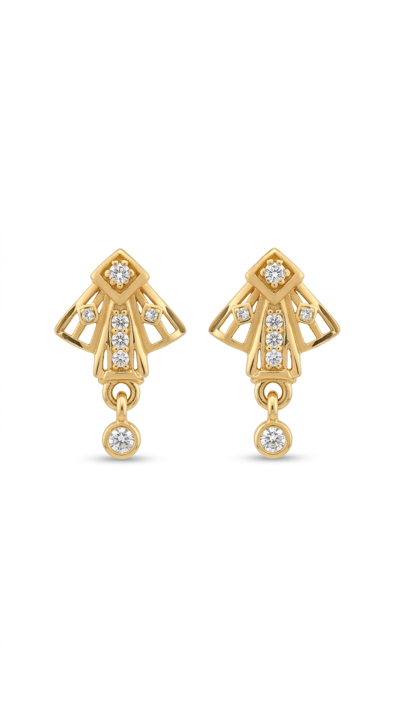 Elegant Diamond Drop Gold Earrings