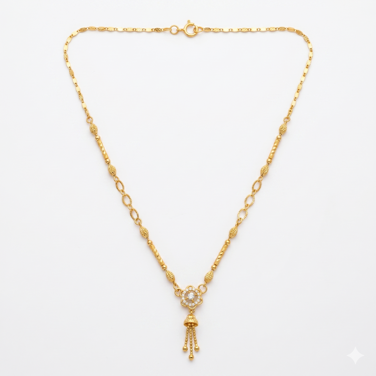 Elegant Floral Drop Gold Necklace