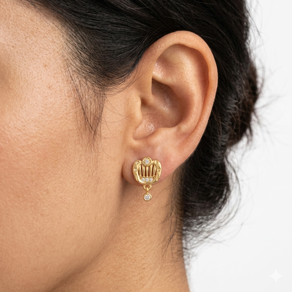 Royal Crown Gold Drop Earrings