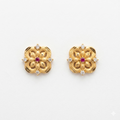 Royal Floral Ruby Gold Stud Earrings