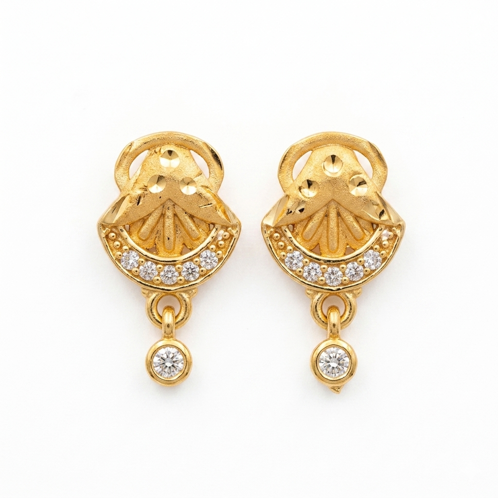 Gold Classic Drop Stud Earrings