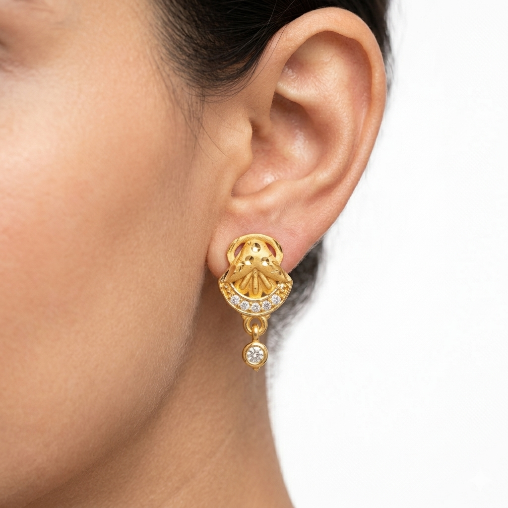 Gold Classic Drop Stud Earrings