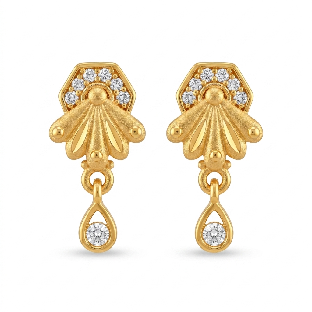 Elegant Drop Floral Gold Earrings