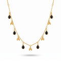 Black Teardrop Charm Layered Chain Necklace