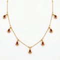 Ruby Teardrop Charm Chain Necklace