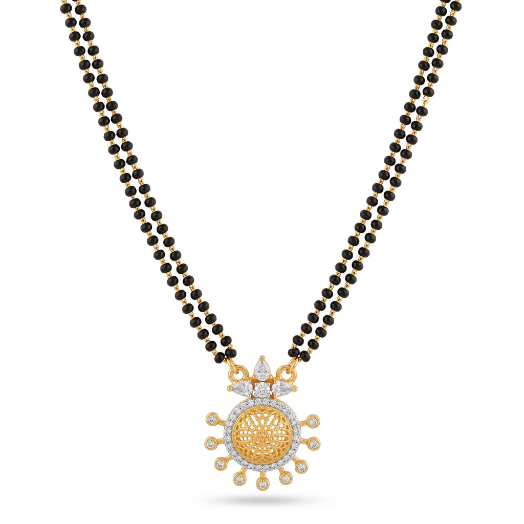 Floral Sunburst Mangalsutra with American Diamonds