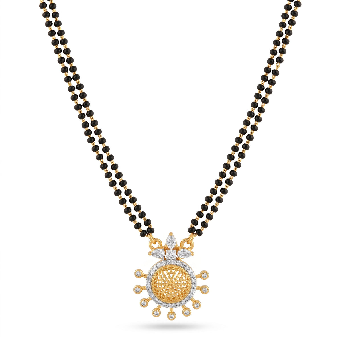Floral Sunburst Mangalsutra with American Diamonds