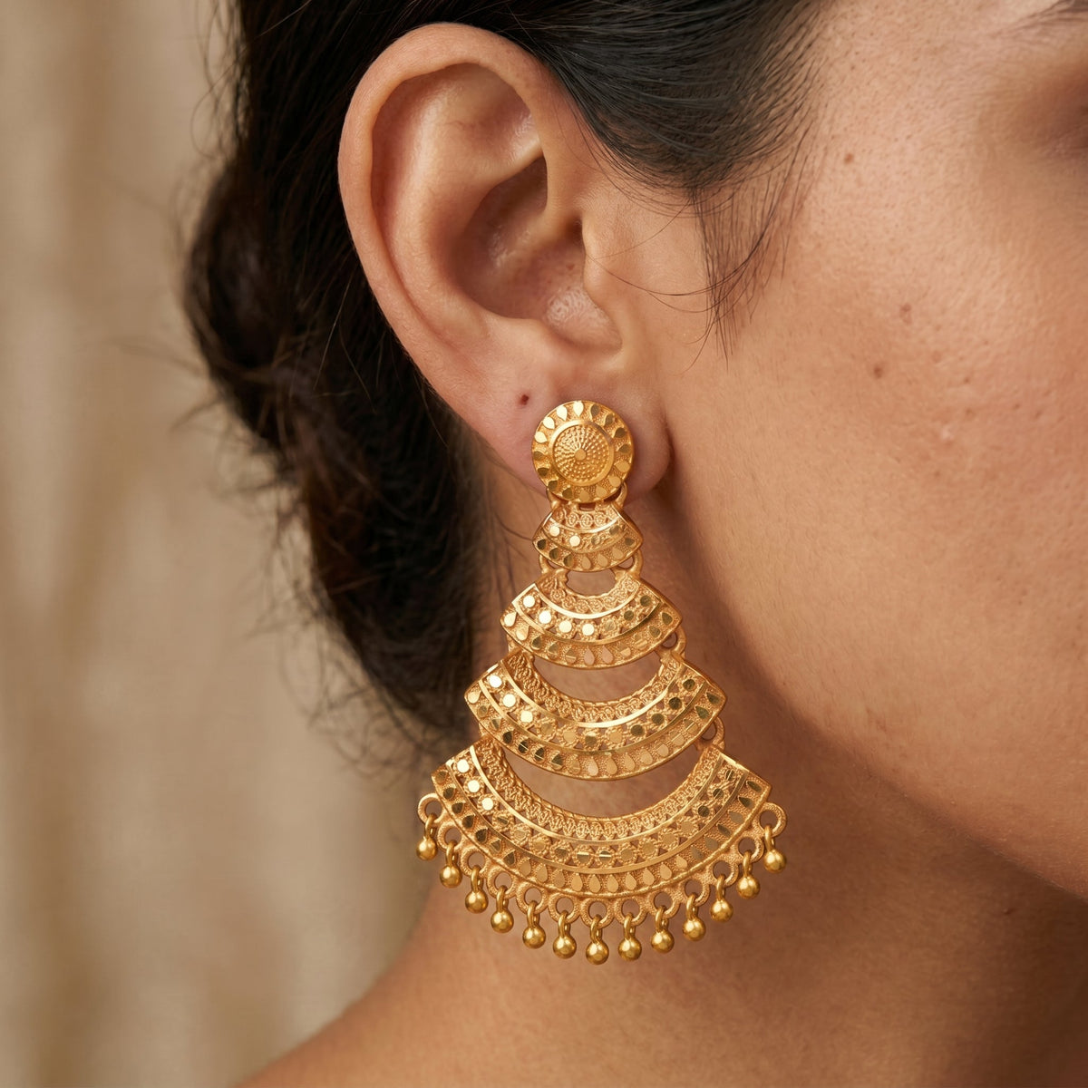 Royal Crescent Cascade Statement Earrings