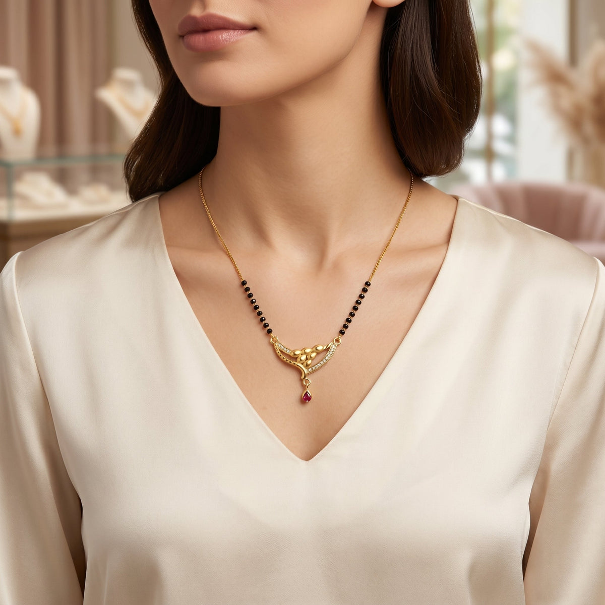 Royal Leaf Elegance 24K Gold Plated Premium Mangalsutra