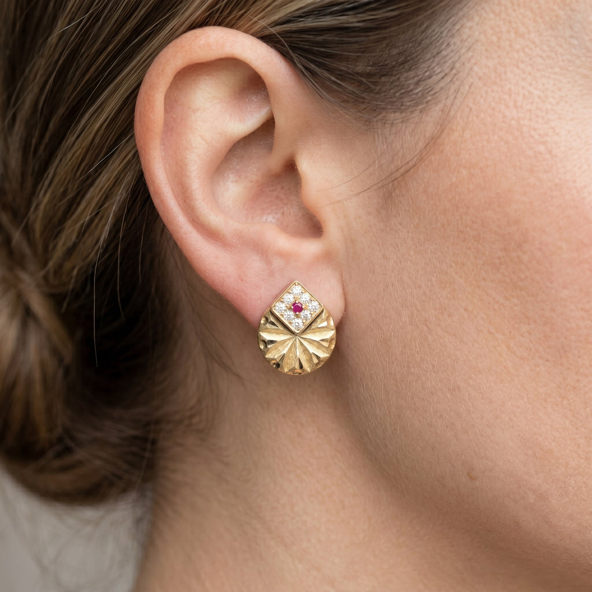 Royal Sunburst Crystal Stud Earrings