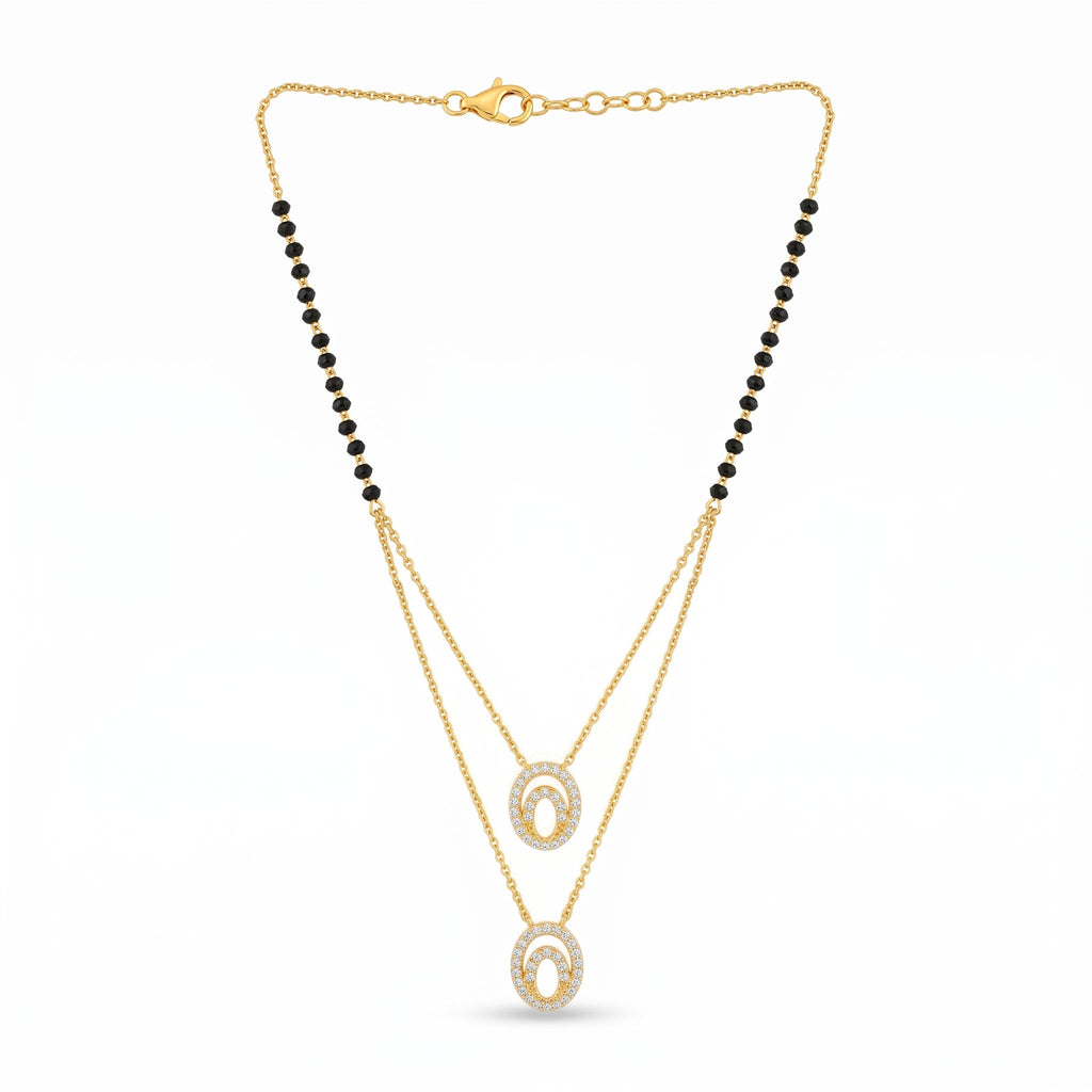 Elegant Dual Oval Layered Mangalsutra Necklace