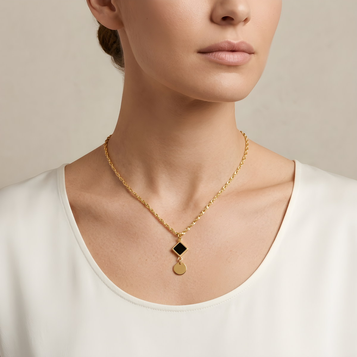 Noir Medallion Drop Necklace