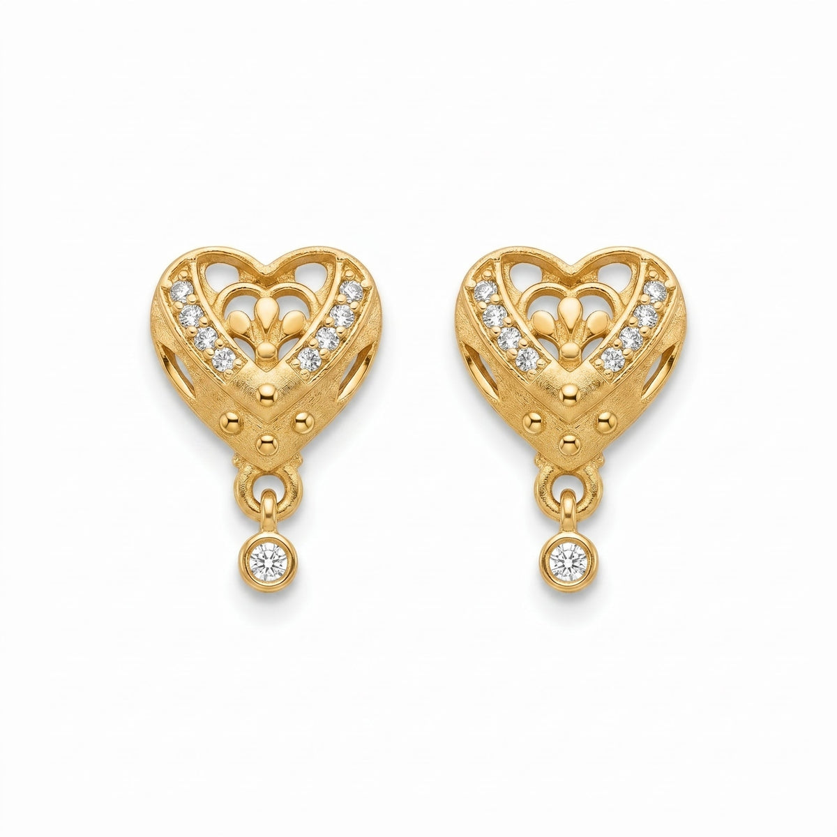 Royal Heart Sparkle Drop Earrings